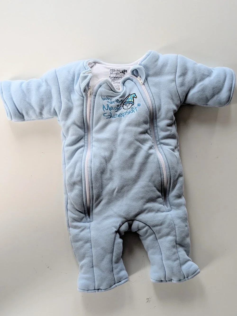 Baby Merlin's Magic Sleepsuit Large 3-6 Months Baby Blue Suit.
